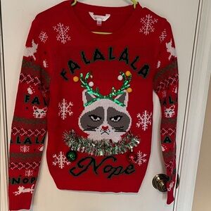 Grumpy Cat ugly Christmas Sweater size small
